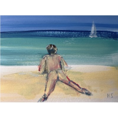 “Nudist Beach. Sea” – Original Female Nude Painting by Marina Stognieva